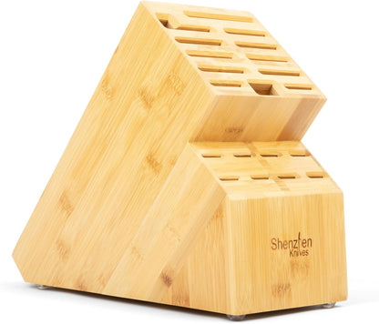 20 Slot Bamboo Countertop Knife Block – Large, 8x5.25x11 | Solid Wood Core, Bamboo Veneer, 20 Knife Slots, Large 8x5.25x11 Inch, Universal Fit, Countertop Storage