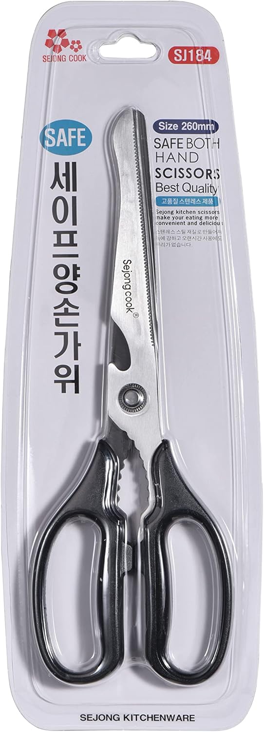 Korea Quality Kitchen Shears Scissors Large for Korean BBQ Cutting Meat, Kalbi, Korean Grill Food, Durable 3.0T Stainless Steel, ABS Handle, Korean Kitchen (SJ130)