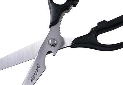 Korea Quality Kitchen Shears Scissors Large for Korean BBQ Cutting Meat, Kalbi, Korean Grill Food, Durable 3.0T Stainless Steel, ABS Handle, Korean Kitchen (SJ130)
