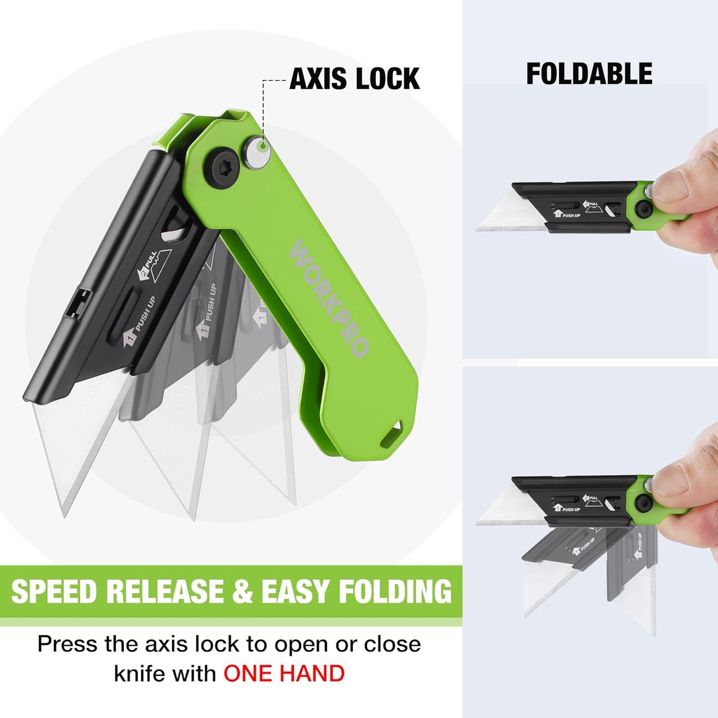 EDC Folding Utility Knife, Mini Box Cutter with Quick Open Axis Lock, Quick Change Blade Razor Knife, Foldable Small Pocket Knife with Belt Clip