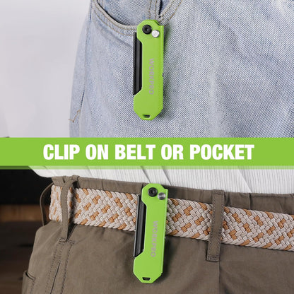 EDC Folding Utility Knife, Mini Box Cutter with Quick Open Axis Lock, Quick Change Blade Razor Knife, Foldable Small Pocket Knife with Belt Clip