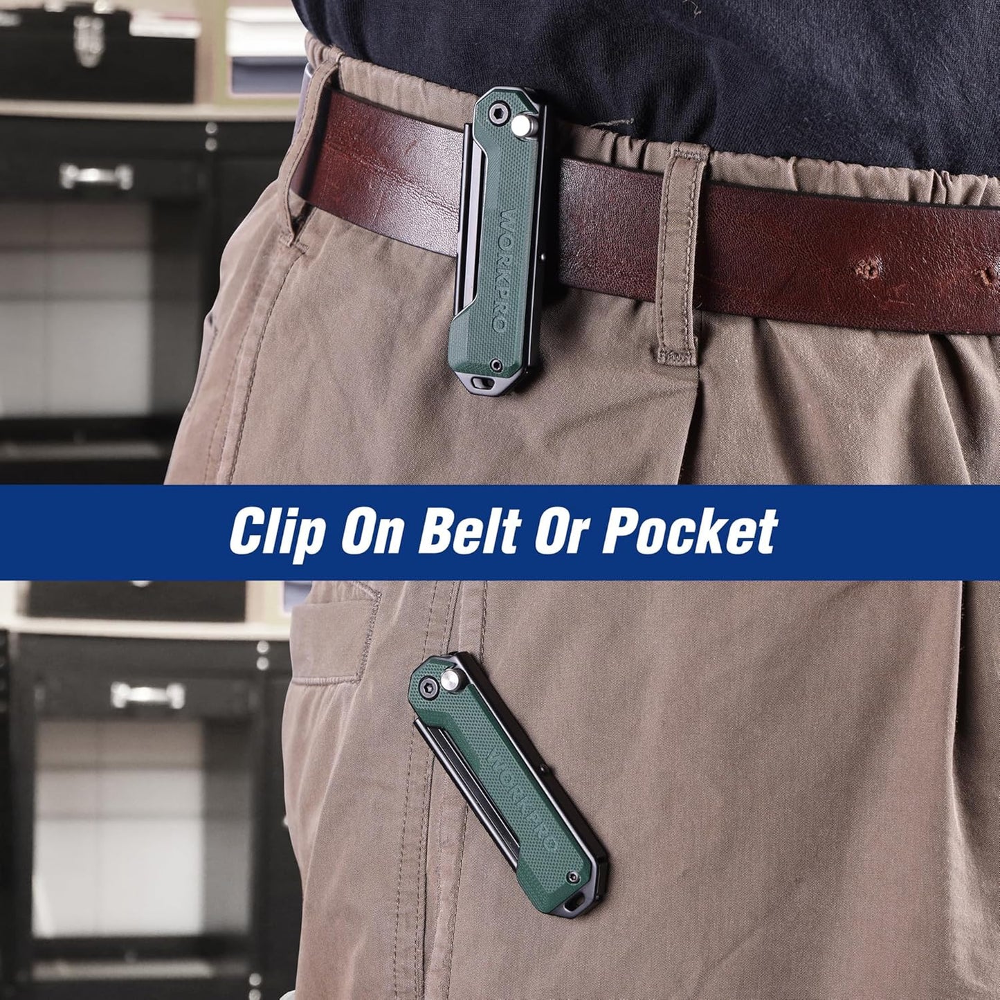 EDC Folding Utility Knife, Mini Box Cutter with Quick Open Axis Lock, Quick Change Blade Razor Knife, Foldable Small Pocket Knife with Belt Clip
