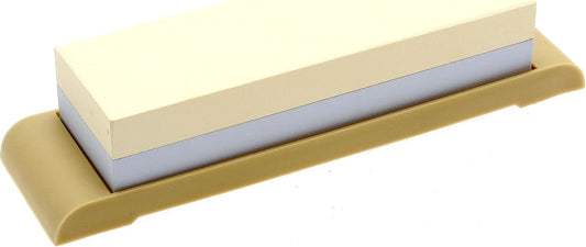 Japanese Sharpening Stone, Dual-sided #1000 and #3000 Grit with Rubber Base, Compact