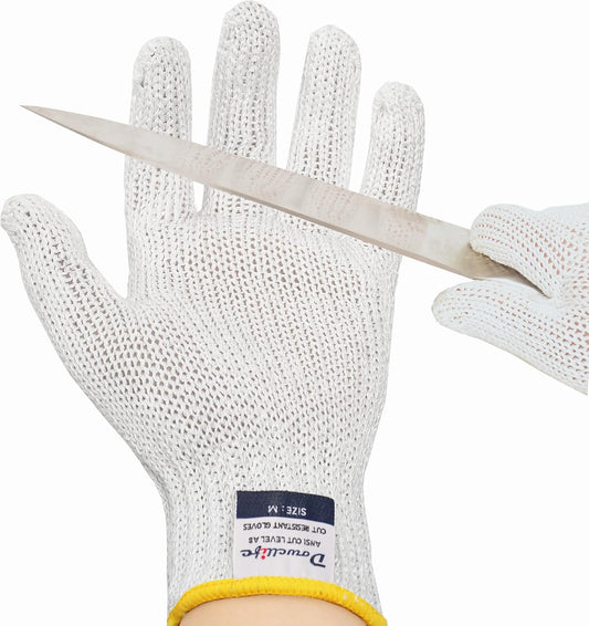 Level 8 Reinforced Cut Resistant Gloves, Food Grade, Knife Safety Gloves for Meat Cutting, Oyster Shucking, Fish Fillet, Kitchen Slicing and Wood Carving, Small