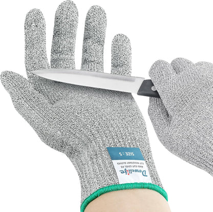 Level 8 Reinforced Cut Resistant Gloves, Food Grade, Knife Safety Gloves for Meat Cutting, Oyster Shucking, Fish Fillet, Kitchen Slicing and Wood Carving, Small