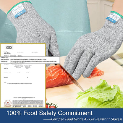 Level 8 Reinforced Cut Resistant Gloves, Food Grade, Knife Safety Gloves for Meat Cutting, Oyster Shucking, Fish Fillet, Kitchen Slicing and Wood Carving, Small