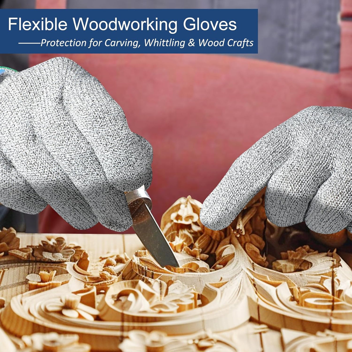 Level 8 Reinforced Cut Resistant Gloves, Food Grade, Knife Safety Gloves for Meat Cutting, Oyster Shucking, Fish Fillet, Kitchen Slicing and Wood Carving, Small