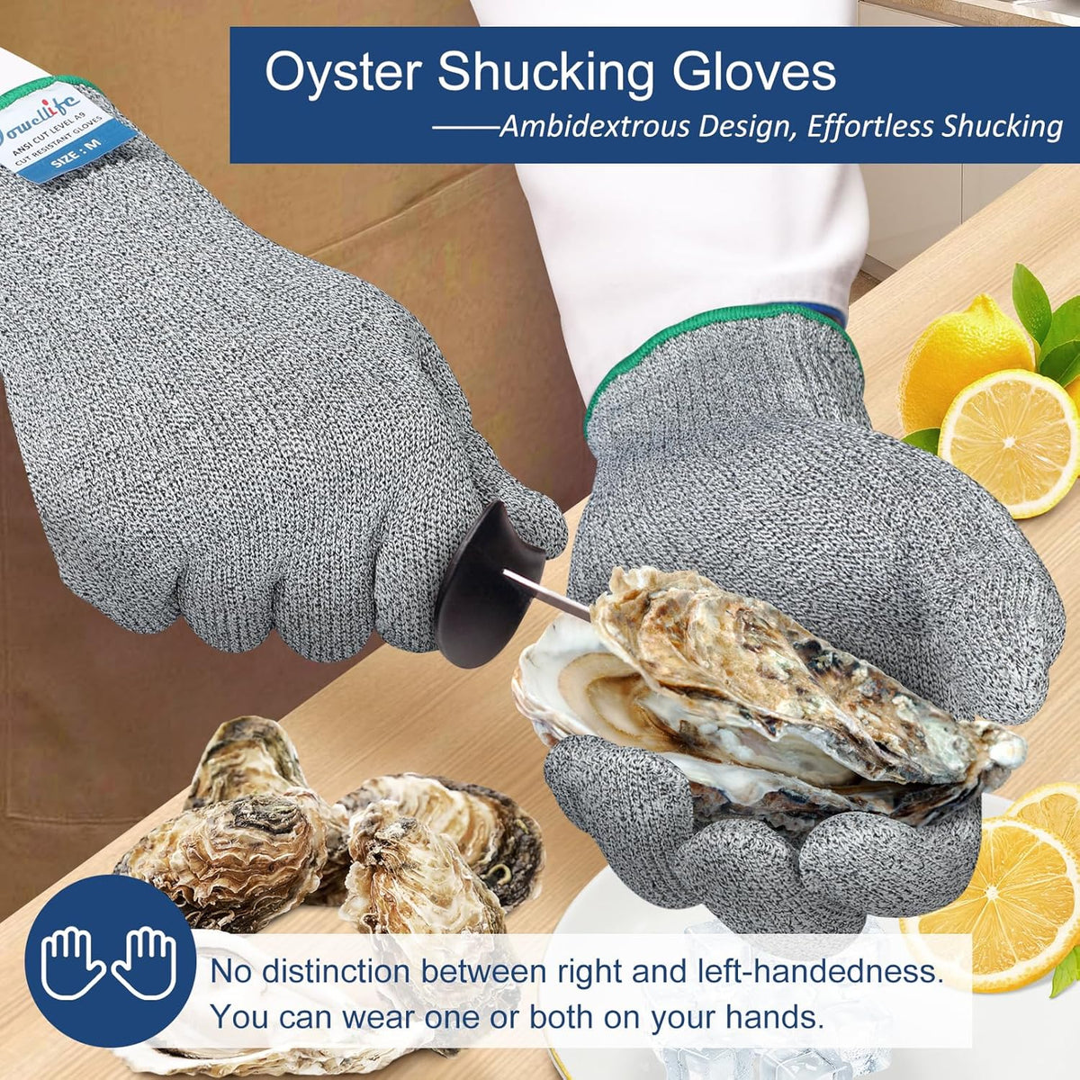 Level 8 Reinforced Cut Resistant Gloves, Food Grade, Knife Safety Gloves for Meat Cutting, Oyster Shucking, Fish Fillet, Kitchen Slicing and Wood Carving, Small
