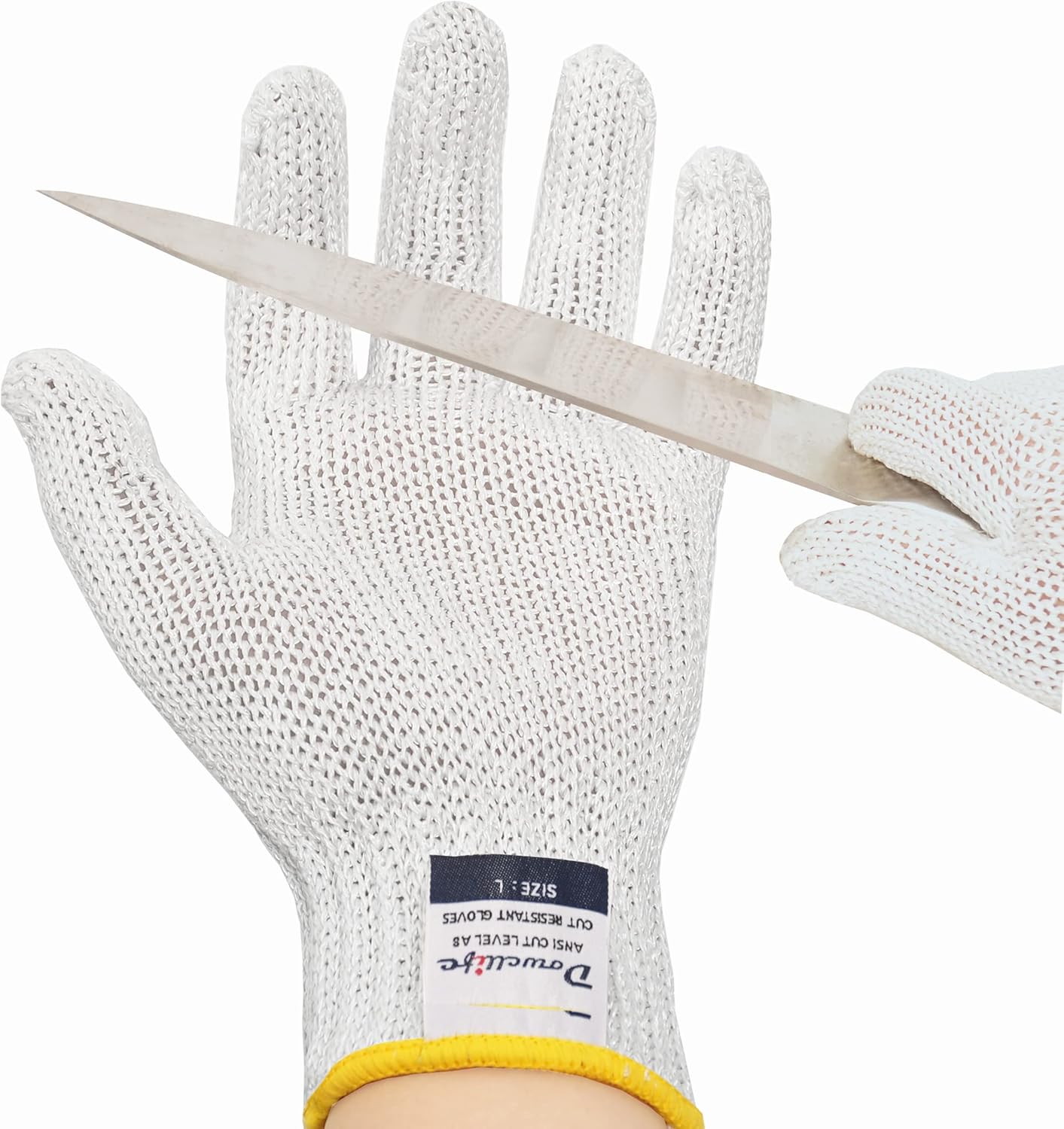 Level 8 Reinforced Cut Resistant Gloves, Food Grade, Knife Safety Gloves for Meat Cutting, Oyster Shucking, Fish Fillet, Kitchen Slicing and Wood Carving, Small