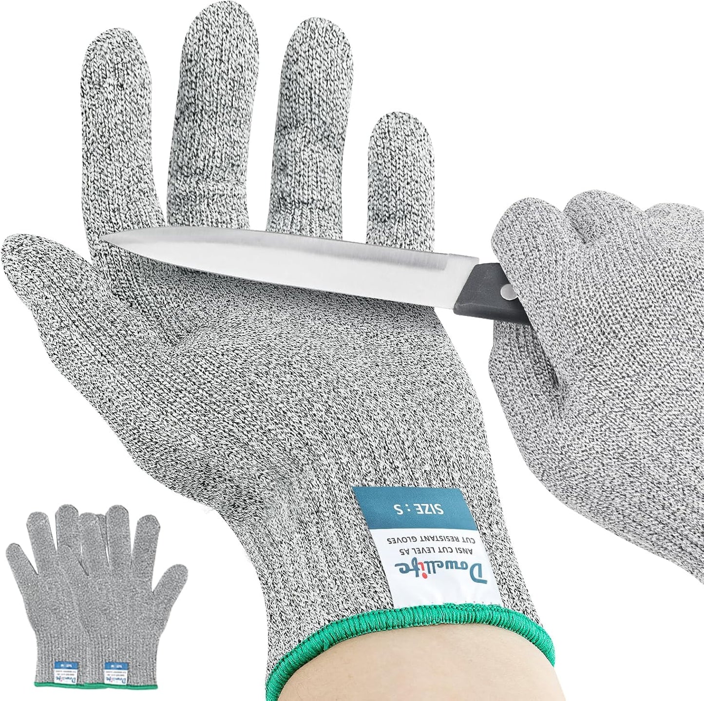 Level 8 Reinforced Cut Resistant Gloves, Food Grade, Knife Safety Gloves for Meat Cutting, Oyster Shucking, Fish Fillet, Kitchen Slicing and Wood Carving, Small