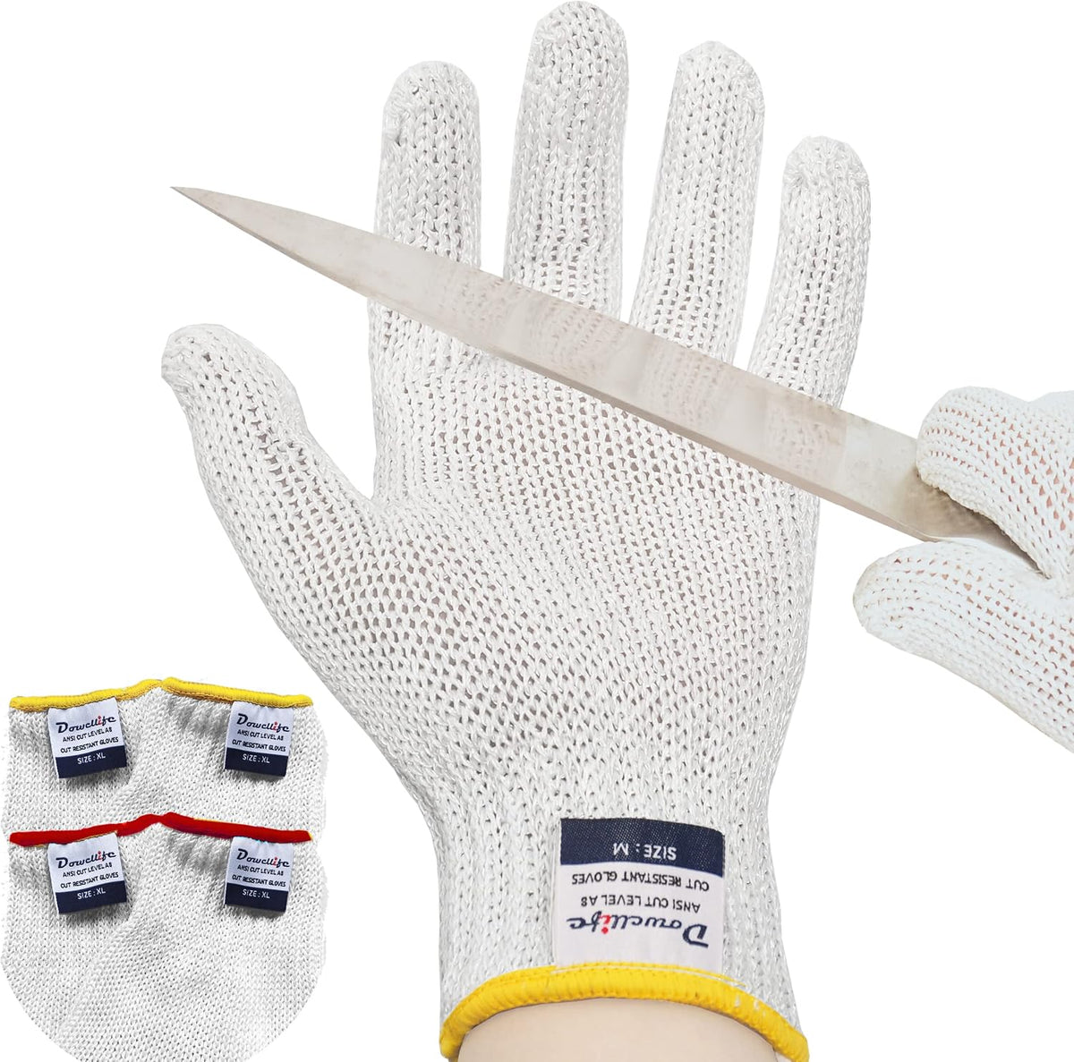 Level 8 Reinforced Cut Resistant Gloves, Food Grade, Knife Safety Gloves for Meat Cutting, Oyster Shucking, Fish Fillet, Kitchen Slicing and Wood Carving, Small