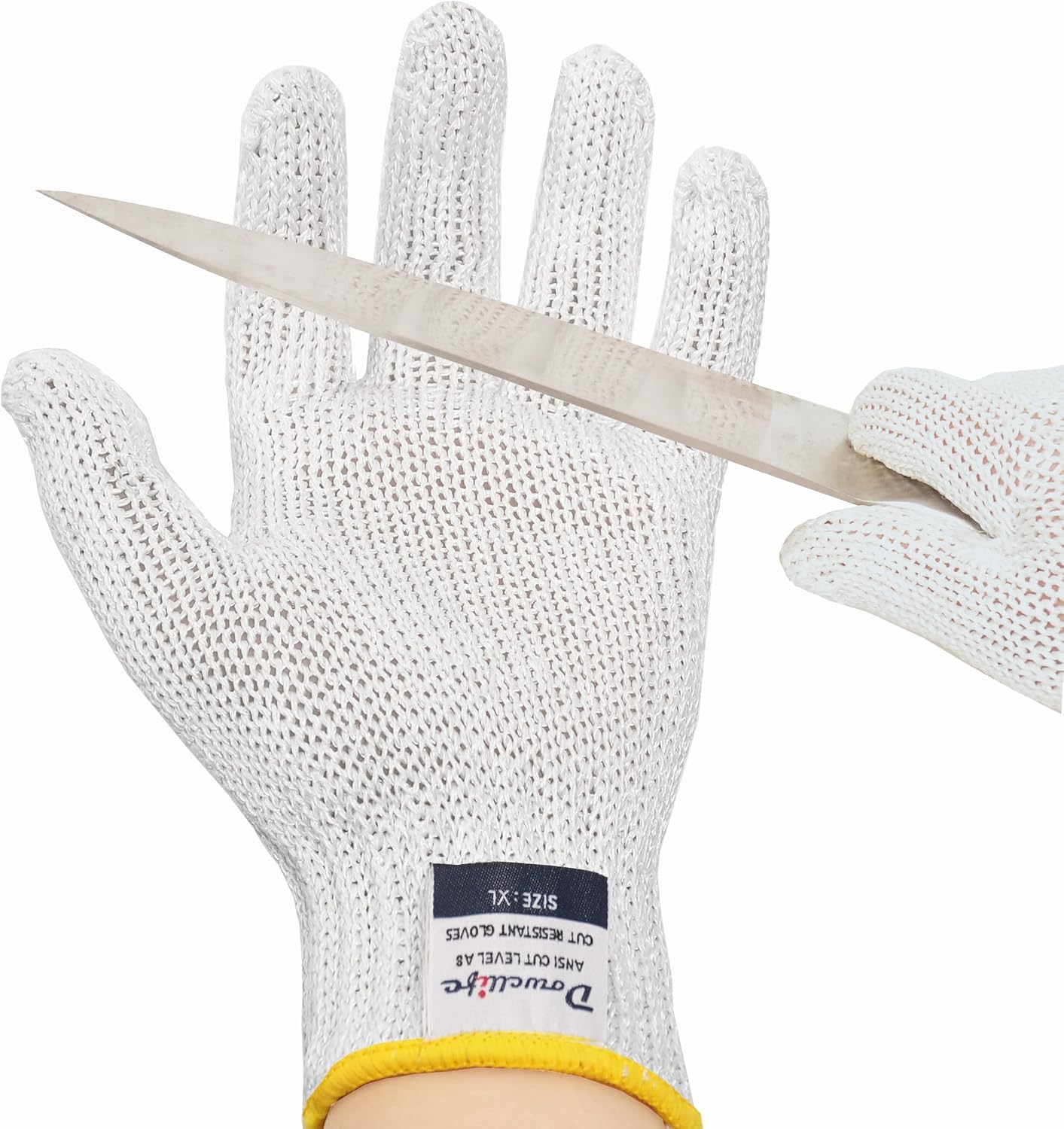 Level 8 Reinforced Cut Resistant Gloves, Food Grade, Knife Safety Gloves for Meat Cutting, Oyster Shucking, Fish Fillet, Kitchen Slicing and Wood Carving, Small