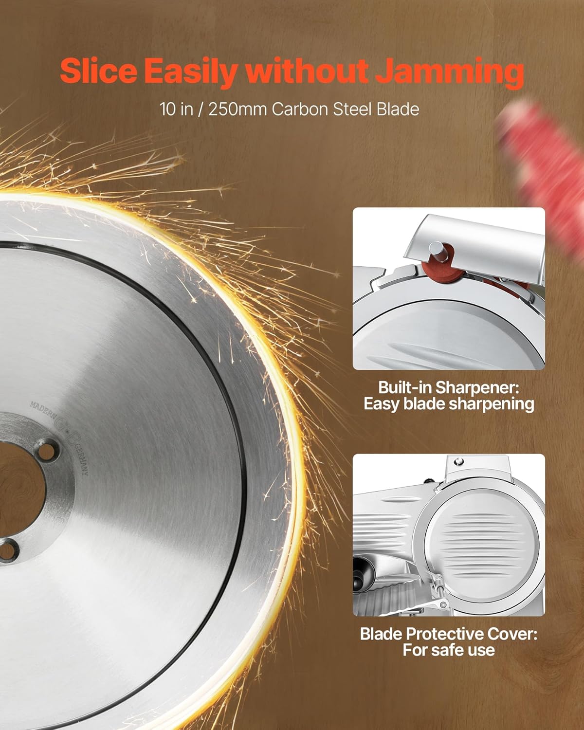 Commercial Meat Slicer, 10 inch Electric Food Slicer, 240W Frozen Meat Deli Slicer, Premium Chromium-plated Steel Blade Semi-Auto Meat Slicer For Commercial and Home use