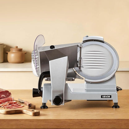 Commercial Meat Slicer, 10 inch Electric Food Slicer, 240W Frozen Meat Deli Slicer, Premium Chromium-plated Steel Blade Semi-Auto Meat Slicer For Commercial and Home use