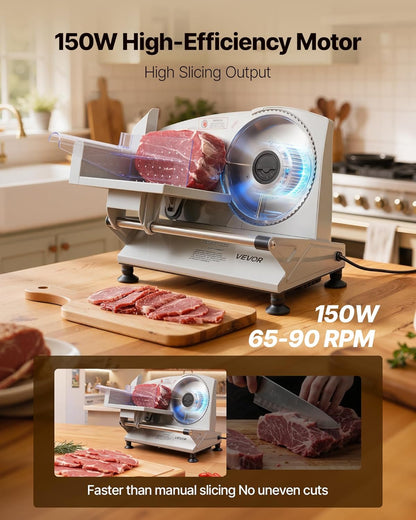 Commercial Meat Slicer, 10 inch Electric Food Slicer, 240W Frozen Meat Deli Slicer, Premium Chromium-plated Steel Blade Semi-Auto Meat Slicer For Commercial and Home use