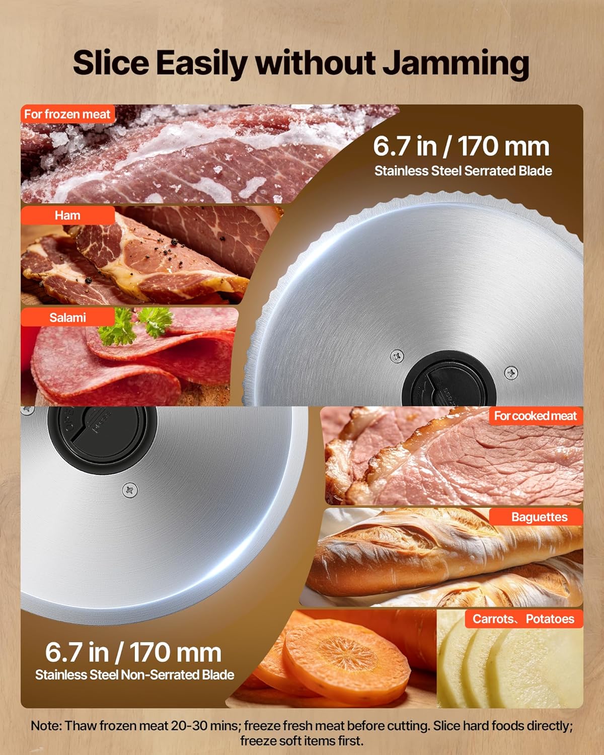 Commercial Meat Slicer, 10 inch Electric Food Slicer, 240W Frozen Meat Deli Slicer, Premium Chromium-plated Steel Blade Semi-Auto Meat Slicer For Commercial and Home use