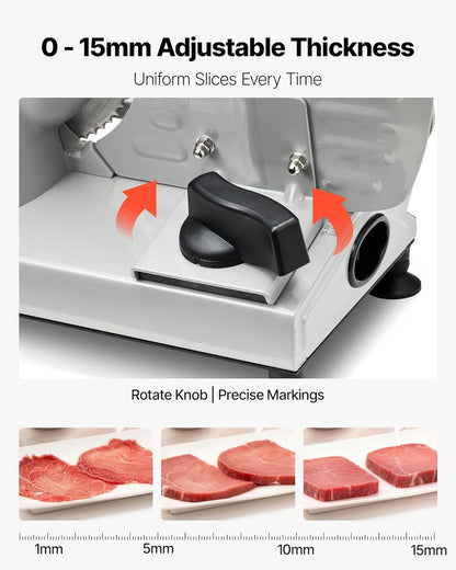 Commercial Meat Slicer, 10 inch Electric Food Slicer, 240W Frozen Meat Deli Slicer, Premium Chromium-plated Steel Blade Semi-Auto Meat Slicer For Commercial and Home use