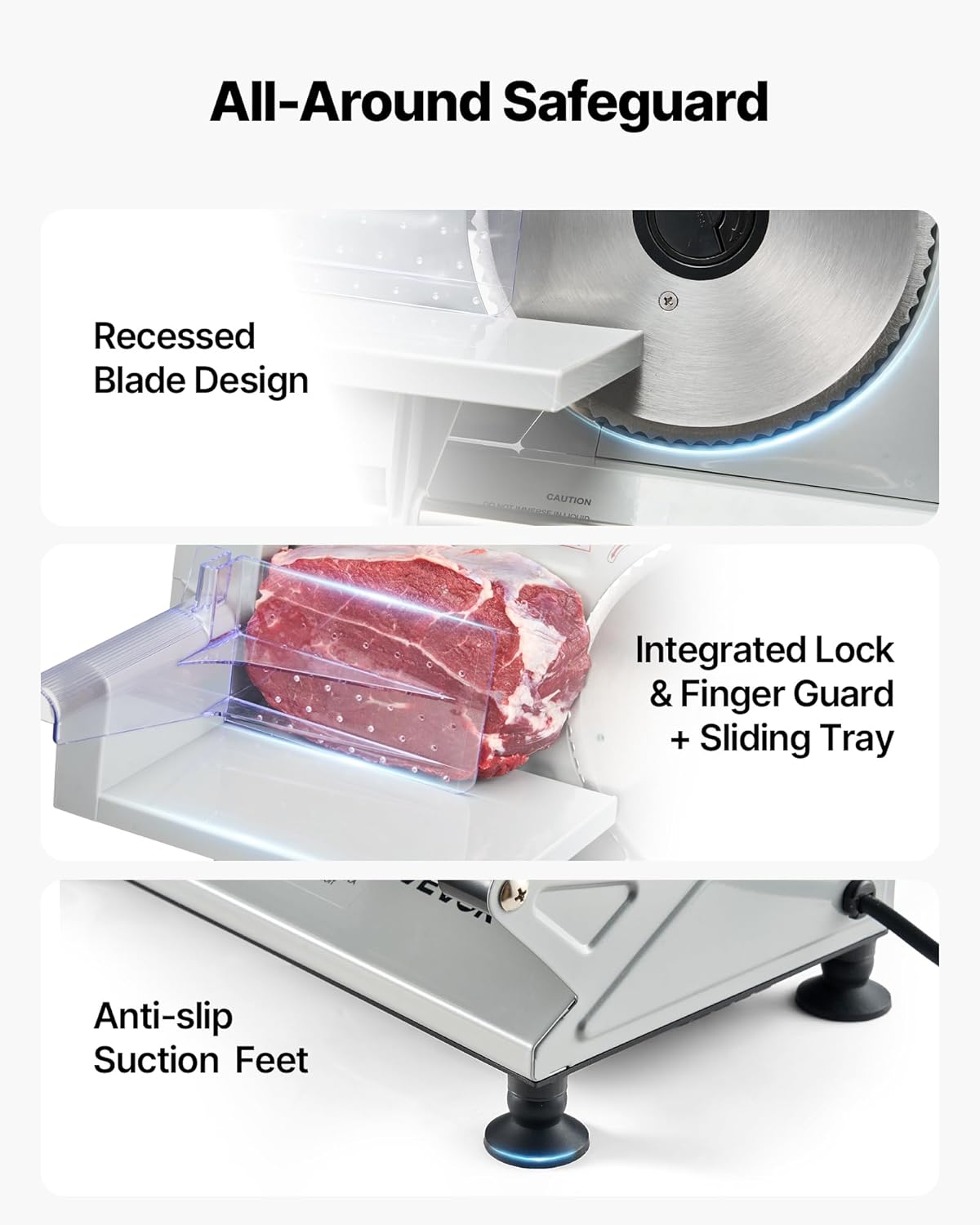 Commercial Meat Slicer, 10 inch Electric Food Slicer, 240W Frozen Meat Deli Slicer, Premium Chromium-plated Steel Blade Semi-Auto Meat Slicer For Commercial and Home use
