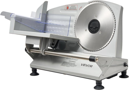 Commercial Meat Slicer, 10 inch Electric Food Slicer, 240W Frozen Meat Deli Slicer, Premium Chromium-plated Steel Blade Semi-Auto Meat Slicer For Commercial and Home use