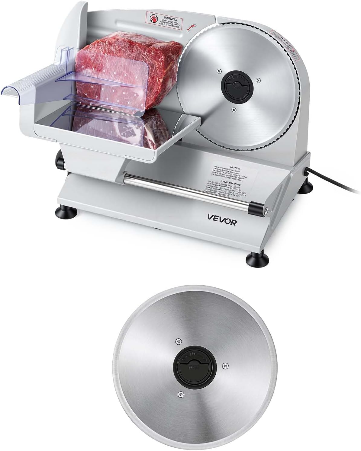 Commercial Meat Slicer, 10 inch Electric Food Slicer, 240W Frozen Meat Deli Slicer, Premium Chromium-plated Steel Blade Semi-Auto Meat Slicer For Commercial and Home use