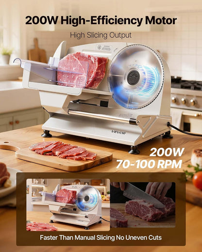 Commercial Meat Slicer, 10 inch Electric Food Slicer, 240W Frozen Meat Deli Slicer, Premium Chromium-plated Steel Blade Semi-Auto Meat Slicer For Commercial and Home use
