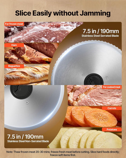 Commercial Meat Slicer, 10 inch Electric Food Slicer, 240W Frozen Meat Deli Slicer, Premium Chromium-plated Steel Blade Semi-Auto Meat Slicer For Commercial and Home use