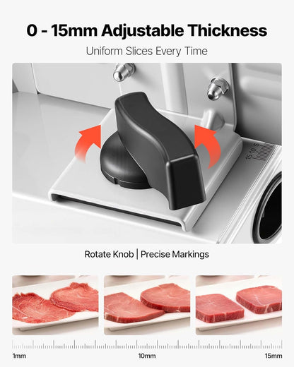 Commercial Meat Slicer, 10 inch Electric Food Slicer, 240W Frozen Meat Deli Slicer, Premium Chromium-plated Steel Blade Semi-Auto Meat Slicer For Commercial and Home use