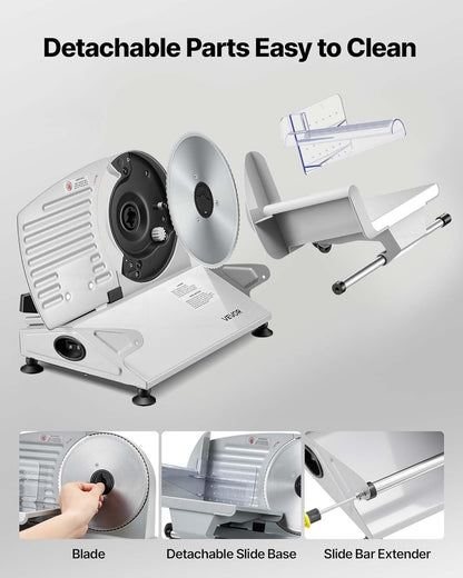 Commercial Meat Slicer, 10 inch Electric Food Slicer, 240W Frozen Meat Deli Slicer, Premium Chromium-plated Steel Blade Semi-Auto Meat Slicer For Commercial and Home use