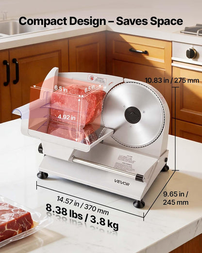 Commercial Meat Slicer, 10 inch Electric Food Slicer, 240W Frozen Meat Deli Slicer, Premium Chromium-plated Steel Blade Semi-Auto Meat Slicer For Commercial and Home use