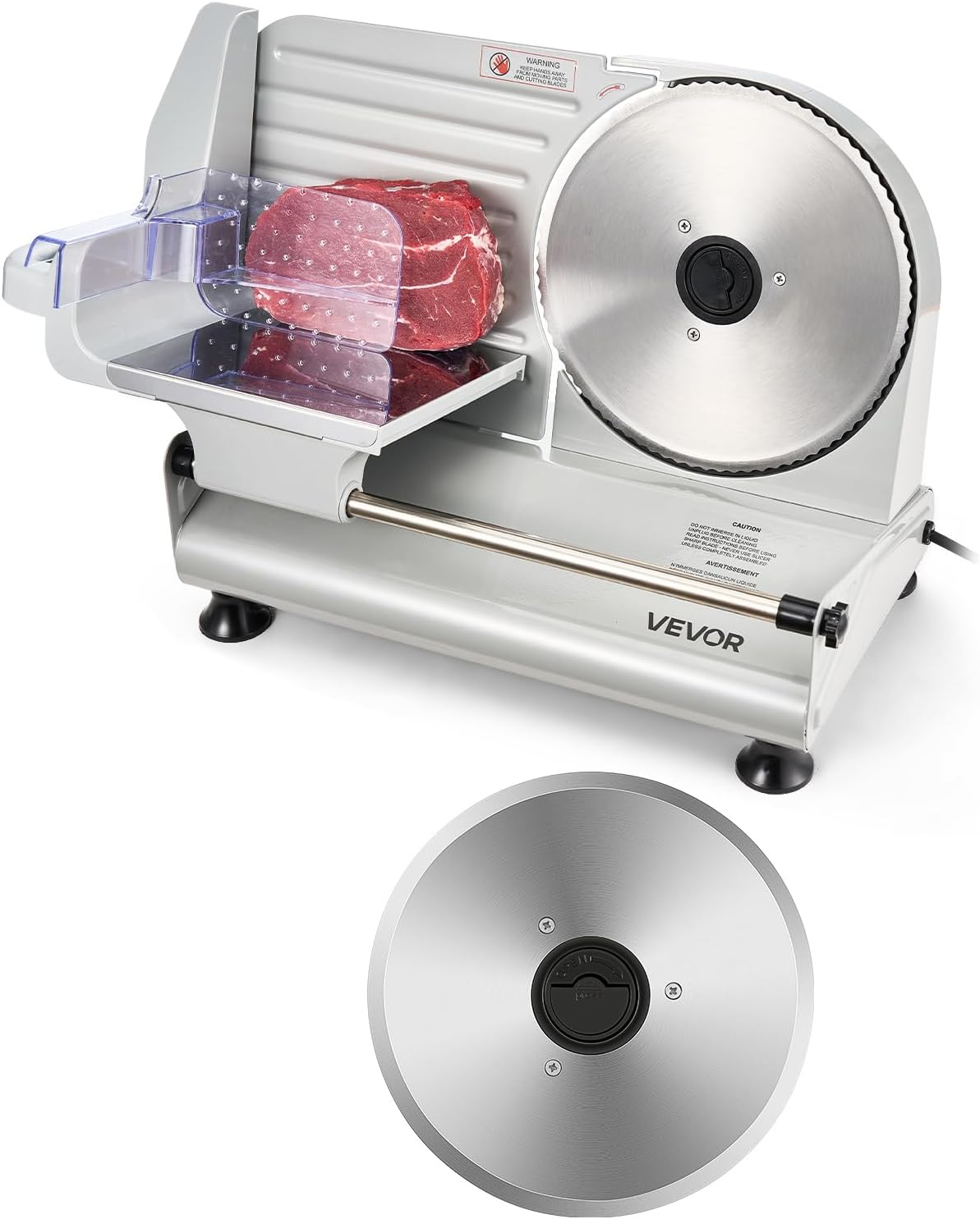 Commercial Meat Slicer, 10 inch Electric Food Slicer, 240W Frozen Meat Deli Slicer, Premium Chromium-plated Steel Blade Semi-Auto Meat Slicer For Commercial and Home use