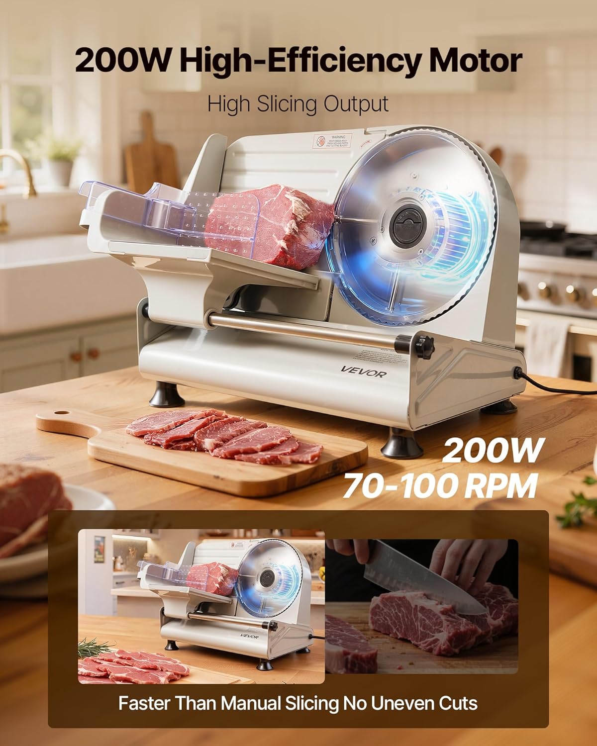 Commercial Meat Slicer, 10 inch Electric Food Slicer, 240W Frozen Meat Deli Slicer, Premium Chromium-plated Steel Blade Semi-Auto Meat Slicer For Commercial and Home use