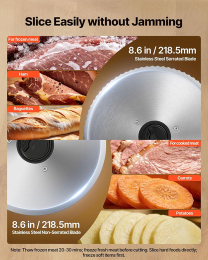 Commercial Meat Slicer, 10 inch Electric Food Slicer, 240W Frozen Meat Deli Slicer, Premium Chromium-plated Steel Blade Semi-Auto Meat Slicer For Commercial and Home use