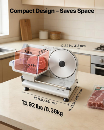 Commercial Meat Slicer, 10 inch Electric Food Slicer, 240W Frozen Meat Deli Slicer, Premium Chromium-plated Steel Blade Semi-Auto Meat Slicer For Commercial and Home use