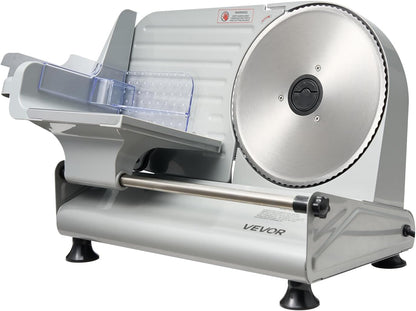 Commercial Meat Slicer, 10 inch Electric Food Slicer, 240W Frozen Meat Deli Slicer, Premium Chromium-plated Steel Blade Semi-Auto Meat Slicer For Commercial and Home use