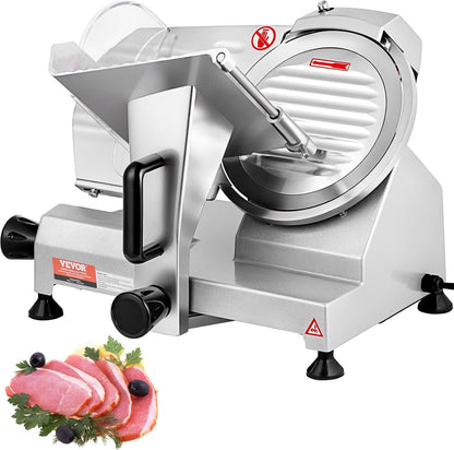 Commercial Meat Slicer, 10 inch Electric Food Slicer, 240W Frozen Meat Deli Slicer, Premium Chromium-plated Steel Blade Semi-Auto Meat Slicer For Commercial and Home use