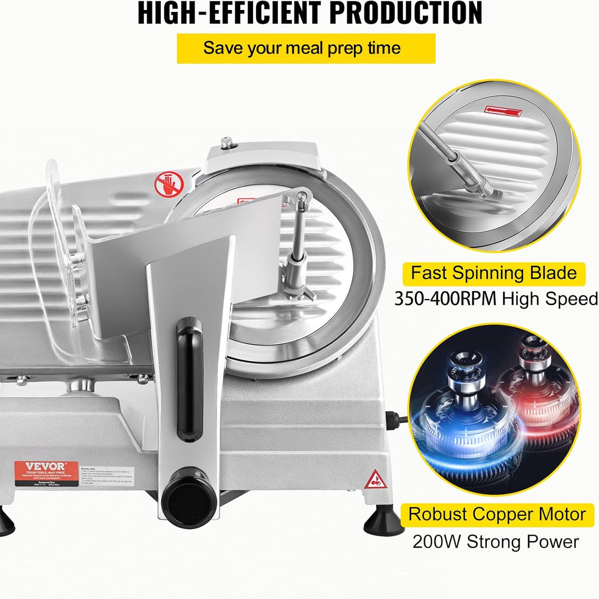 Commercial Meat Slicer, 10 inch Electric Food Slicer, 240W Frozen Meat Deli Slicer, Premium Chromium-plated Steel Blade Semi-Auto Meat Slicer For Commercial and Home use