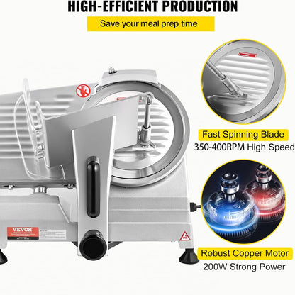 Commercial Meat Slicer, 10 inch Electric Food Slicer, 240W Frozen Meat Deli Slicer, Premium Chromium-plated Steel Blade Semi-Auto Meat Slicer For Commercial and Home use