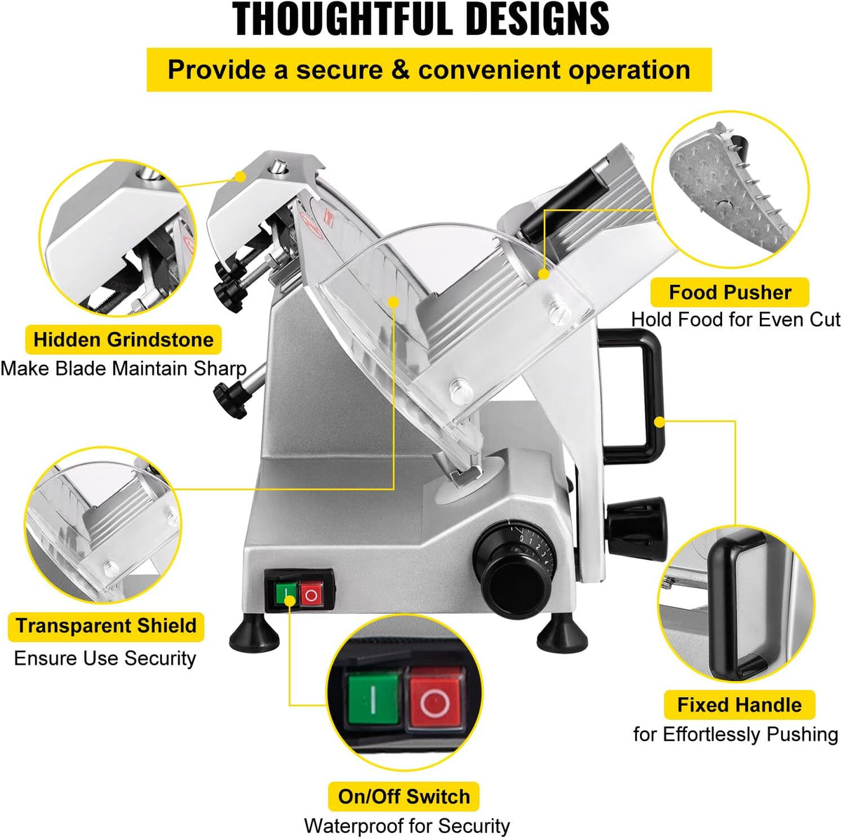 Commercial Meat Slicer, 10 inch Electric Food Slicer, 240W Frozen Meat Deli Slicer, Premium Chromium-plated Steel Blade Semi-Auto Meat Slicer For Commercial and Home use
