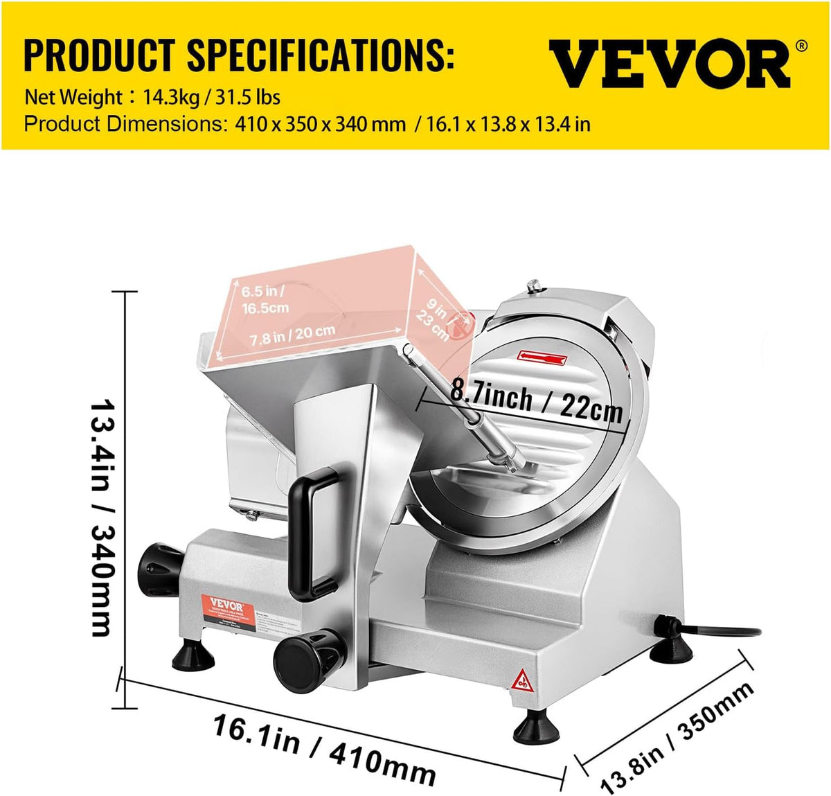 Commercial Meat Slicer, 10 inch Electric Food Slicer, 240W Frozen Meat Deli Slicer, Premium Chromium-plated Steel Blade Semi-Auto Meat Slicer For Commercial and Home use