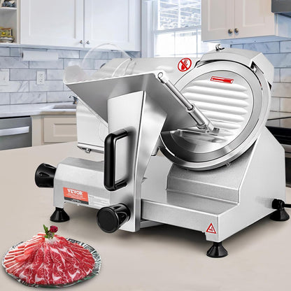 Commercial Meat Slicer, 10 inch Electric Food Slicer, 240W Frozen Meat Deli Slicer, Premium Chromium-plated Steel Blade Semi-Auto Meat Slicer For Commercial and Home use