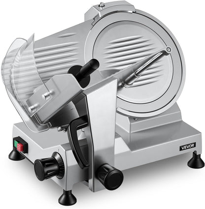 Commercial Meat Slicer, 10 inch Electric Food Slicer, 240W Frozen Meat Deli Slicer, Premium Chromium-plated Steel Blade Semi-Auto Meat Slicer For Commercial and Home use