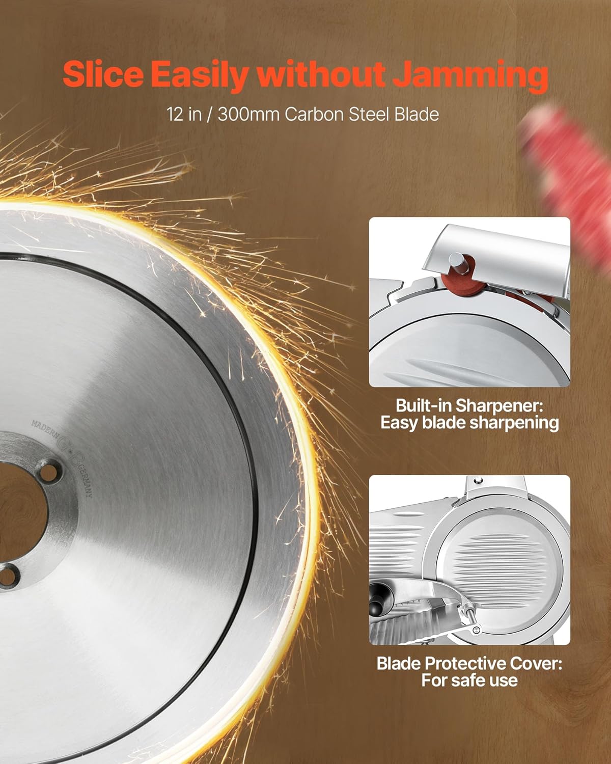 Commercial Meat Slicer, 10 inch Electric Food Slicer, 240W Frozen Meat Deli Slicer, Premium Chromium-plated Steel Blade Semi-Auto Meat Slicer For Commercial and Home use