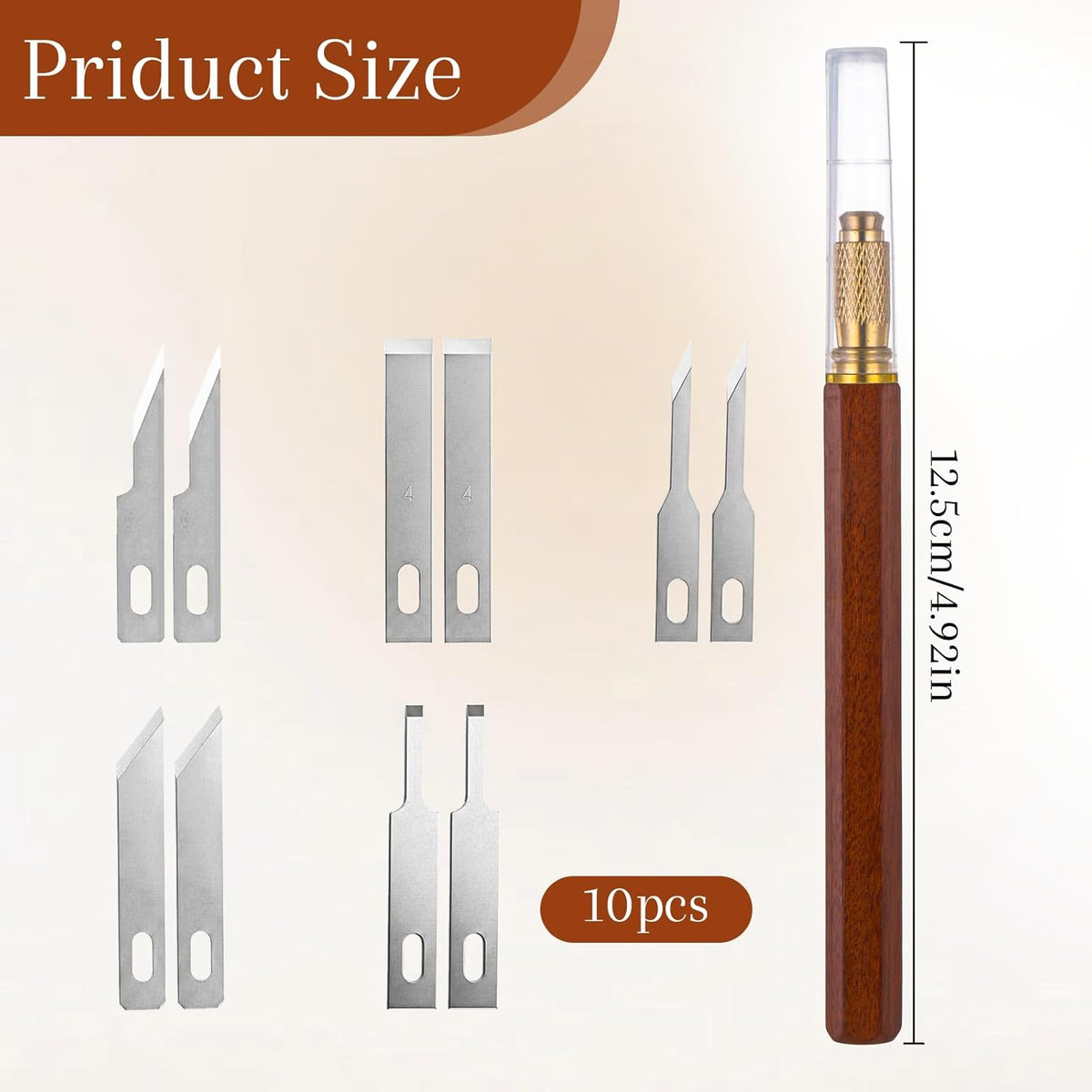 Wooden Handle Precision Craft Knife Set, Utility Exacto Knife Kit with 10PCS Blades Precision Hobby Knives Blades Set for Carving Modeling Scrapbooking Stencil And Art Projects