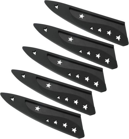Plastic Safety Knife Cover Sleeves for 7" Boning Knife 7.5 x 1.9 Inch (LxW), 5 Pack Knife Blade Guard Protector Universal Kitchen Knife Sheath for Kitchen Bar, Black