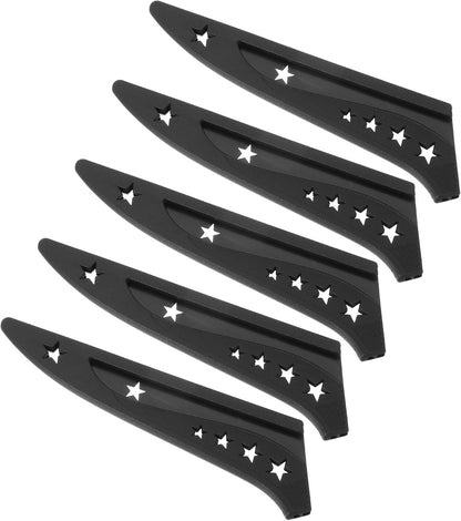Plastic Safety Knife Cover Sleeves for 7" Boning Knife 7.5 x 1.9 Inch (LxW), 5 Pack Knife Blade Guard Protector Universal Kitchen Knife Sheath for Kitchen Bar, Black