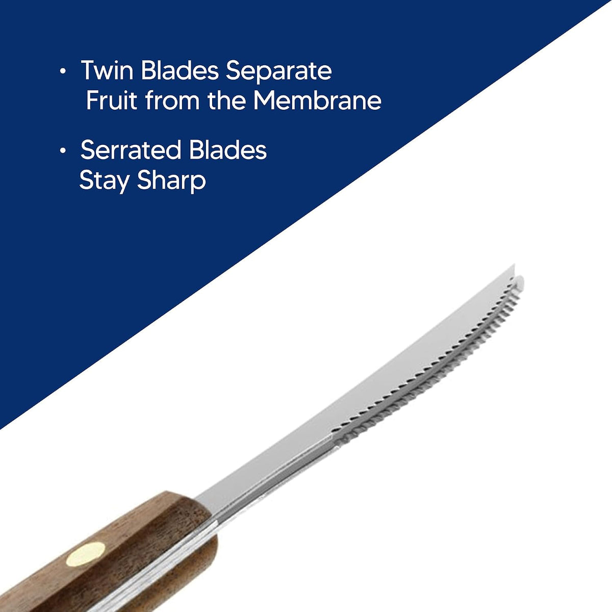 Kitchen Squirt Free Serrated Twin-Blade Grapefruit Sectioning Knife, Stainless Steel Blades
