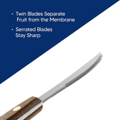 Kitchen Squirt Free Serrated Twin-Blade Grapefruit Sectioning Knife, Stainless Steel Blades