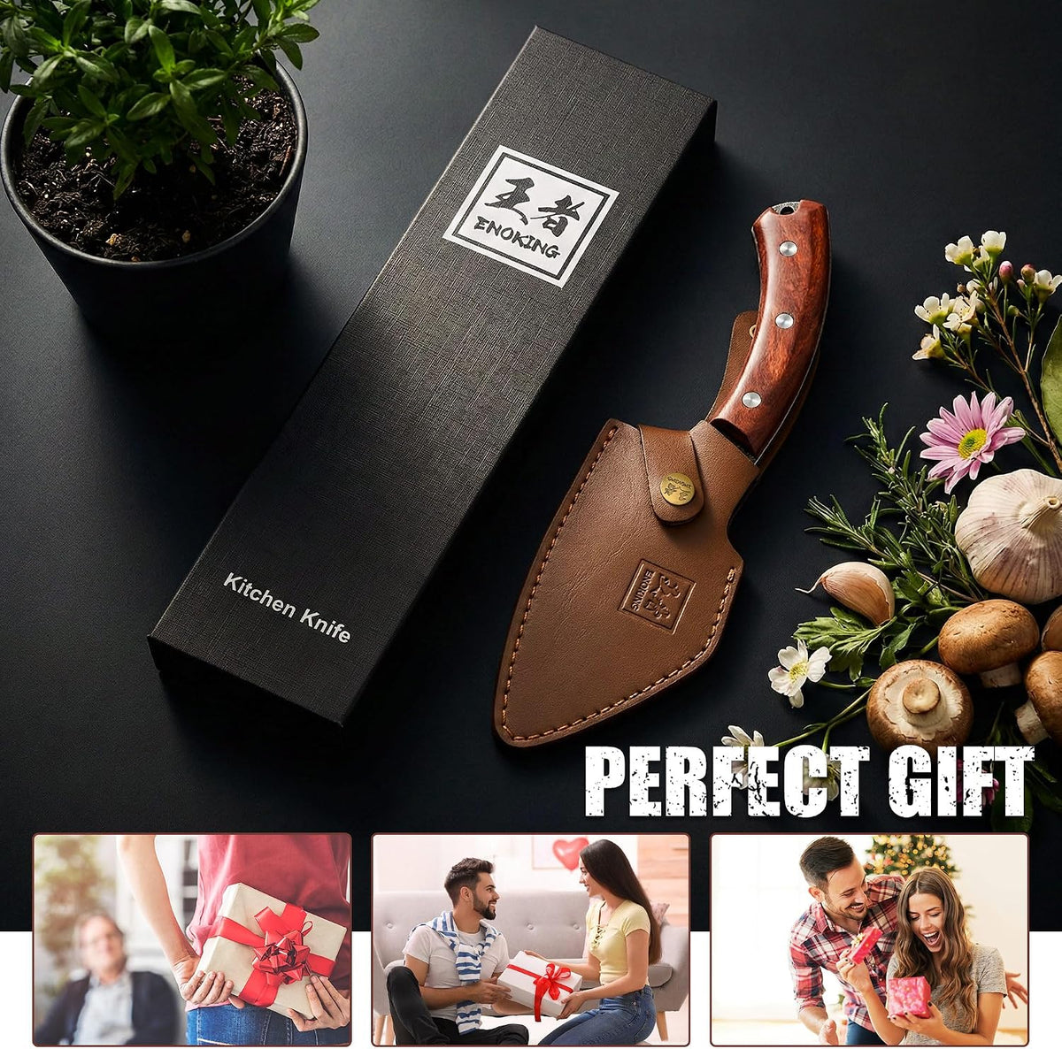 7.5″ Cleaver Knife, Chef’s Knives – Hand Forged, German High Carbon Stainless Steel Butcher Knife with Full Tang Handle for Home Kitchen & Restaurant