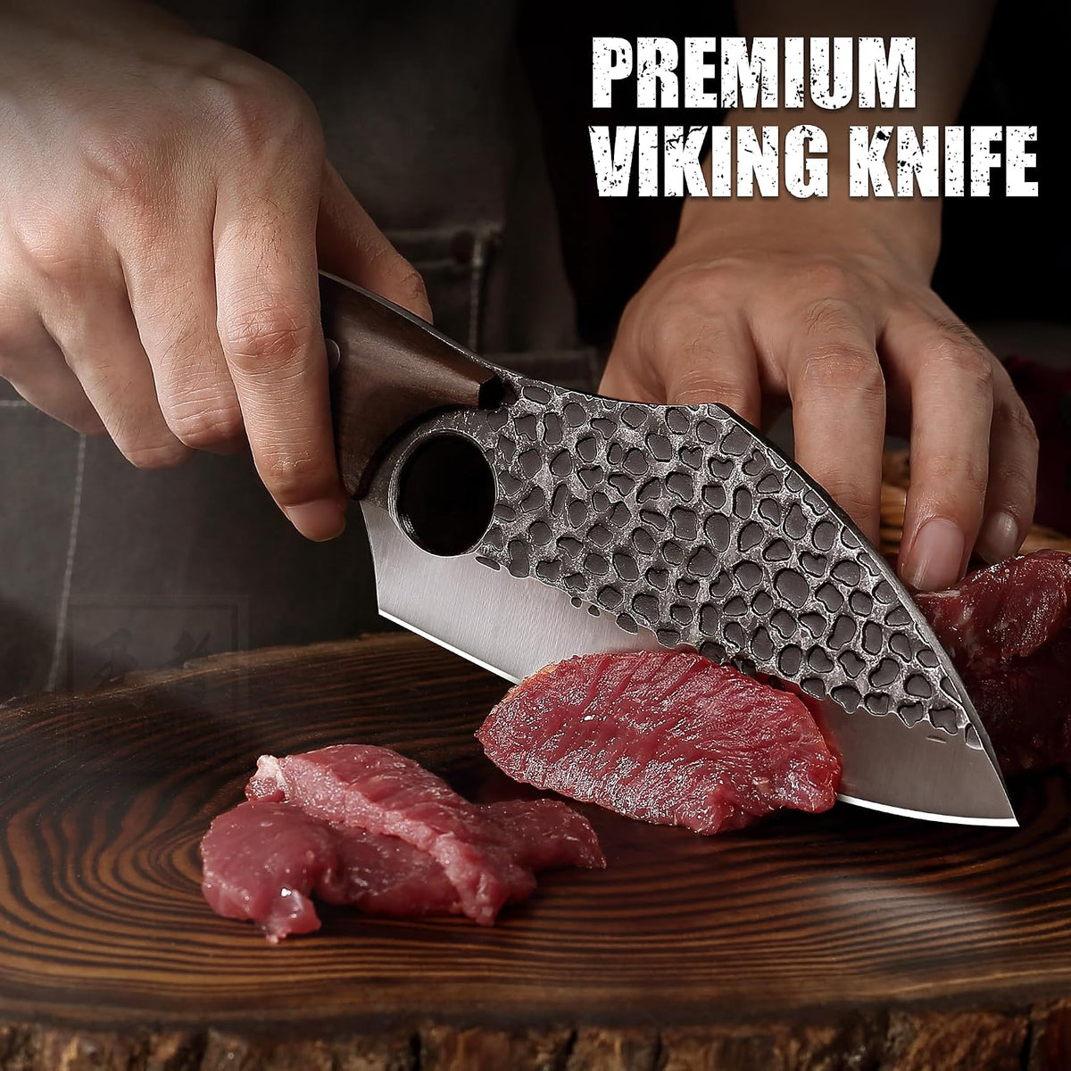 7.5″ Cleaver Knife, Chef’s Knives – Hand Forged, German High Carbon Stainless Steel Butcher Knife with Full Tang Handle for Home Kitchen & Restaurant