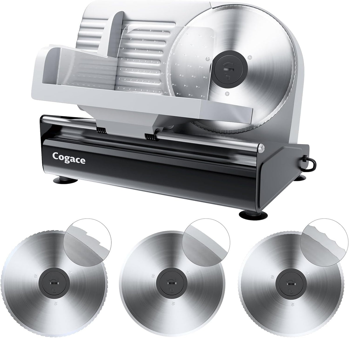 Electric Meat Slicer with Three 7.5" Blade Designs, 200W